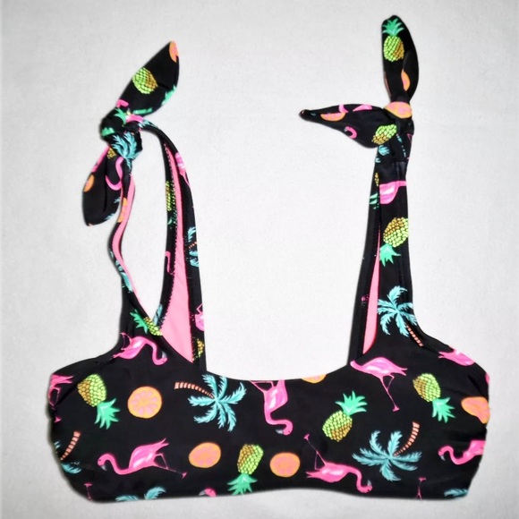 XHILARATION | Neon Tropical Print Bikini Top - Picture 6 of 6
